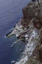 Greece, Santorini, Oia, Amoudi Bay seen from the sky Royalty Free Stock Photo