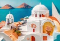 Santorini Greece paper art. Generate Ai