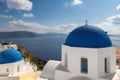 Blue and white domed churches on Santorini Greek Island, Royalty Free Stock Photo