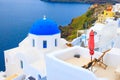 Sea and church dome, Santorini, Greece Royalty Free Stock Photo