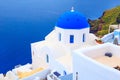 Sea and church dome, Santorini, Greece Royalty Free Stock Photo