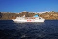 SANTORINI, GREECE, SEPTEMBER 18 2018, Cruise ships in the sea of Santorini Royalty Free Stock Photo