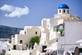 Santorini, Greece - September 11, 2017: Oia Village in Cycladic Architecture style in Santorini, Greece against clear blue sky Royalty Free Stock Photo