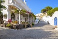 Pyrgos, the most picturesque village of Santorini. Cyclades Islands, Greece