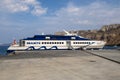 Sifnos Jet passenger ship Seajets, high-speed ferry in harbor of Santorini Island, Greece Royalty Free Stock Photo