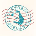 Santorini, Greece Stamp Postal. Map Silhouette Seal. Passport Round Design. Vector Icon. Design Retro Travel.