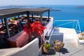 Cafe with sea view, Santorini, Greece Royalty Free Stock Photo