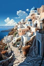 Santorini, Greece travel illustration, created with generative AI