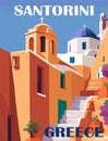 Santorini, Greece Travel Poster, vector wall art.