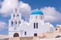 Santorini Greece White Church, Blue Dome, Bells Royalty Free Stock Photo