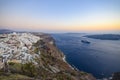 Santorini island, city of Fira during sunset, Greece Royalty Free Stock Photo