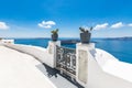 Santorini Island, Greece. Amazing white architecture, blue sky. Vibes, travel and vacation. Beautiful summer holiday Royalty Free Stock Photo