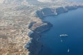 Santorini island holidays in Greece travel traveling Fira Thera town Mediterranean Sea aerial photo view Santorin