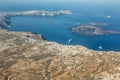 Santorini island holidays in Greece travel traveling Fira Thera town Mediterranean Sea aerial photo view Santorin Royalty Free Stock Photo