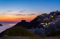 Santorini island Imerovigli village at cliff top at twilight Cyclades Greece Royalty Free Stock Photo