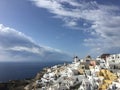 Santorini island at sunny day, viewpoint from Oia village, Santorini, Greece Royalty Free Stock Photo