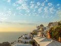 Santorini island at the sunset. A viewpoint from Oia village Royalty Free Stock Photo