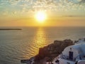 Santorini island at the sunset. A viewpoint from Oia village Royalty Free Stock Photo