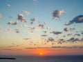 Santorini island at the sunset. A viewpoint from Oia village Royalty Free Stock Photo