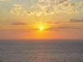 Santorini island at the sunset. A viewpoint from Oia village Royalty Free Stock Photo