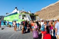 SANTORINI-JULY 28: People leave the Santorini on July 28, 2014 from the port of Thira. Santorini, Greece.