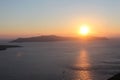 Amazing sunset panorama of Oia town on Santorini island, Greece