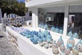 Santorini, 2nd september: Marketplace in the picturesque town Fira from Santorini island