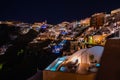 Santorini at Night, Panoramic View and Streets of Santorini Island in Greece, Shot in Thira, the capital city Royalty Free Stock Photo