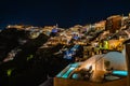 Santorini at Night, Panoramic View and Streets of Santorini Island in Greece, Shot in Thira Royalty Free Stock Photo