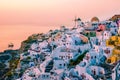 Santorini Oia village during sunset whit luxury hotels and whitewashed buildings in Santorini Island a luxury vacation