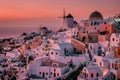 Santorini Oia village during sunset whit luxury hotels and whitewashed buildings in Santorini Island a luxury vacation