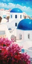 Santorini - Oil Painting on Canvas Royalty Free Stock Photo