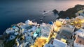 Santorini panorama greece evening, european seaside resort, white houses