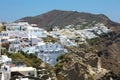 Santorini spectacular view of villages of white houses on the rocks, Cyclades Islands, Greece Royalty Free Stock Photo