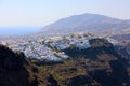 Santorini spectacular view of villages of white houses on the rocks, Cyclades Islands, Greece Royalty Free Stock Photo