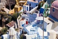 Santorini town. Colorful buildings on rock