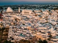 Santorini white architecture village top view. Royalty Free Stock Photo