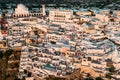 Santorini white architecture village top view. Royalty Free Stock Photo