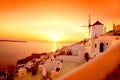 Santorini with windmill in Oia, Greece Royalty Free Stock Photo