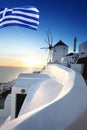 Santorini with windmill in Oia, Greece Royalty Free Stock Photo