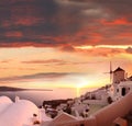 Santorini with windmill in Oia, Greece Royalty Free Stock Photo