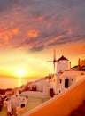 Santorini with windmill in Oia, Greece Royalty Free Stock Photo