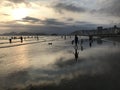 Santos beach in sunset. Sao Paulo estate.