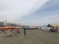 Santos beach. Tourists at Santos beach in vacations.