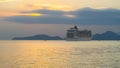 Santos, Brasil - January 13, 2019: Cruise liner leaving the port