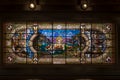 Stained glass ceiling of Coffee Museum former Coffee Stock Exchange Building - Santos, Sao Paulo, Brazil Royalty Free Stock Photo