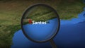 Santos city being found on the map, 3d rendering