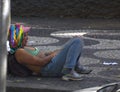 Santos, Sao Paulo, Brazil - A woman, living in the streets, during pandemy times.