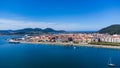 SantoÃ±a Bay, the city, mountains. SantoÃ±a, Cantabria, Spain Royalty Free Stock Photo