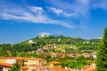 Santuario Madonna di Lourdes Forte San Leonardo on hill with cypress trees near Verona